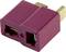 Ein roter EC3-Steckeradapter mit zwei Anschlussöffnungen und goldenen Kontaktstiften. Wird häufig in Modellbau für Akkuverbindungen verwendet.