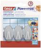 tesa POWERSTRIPS® Klebehaken Small Oval Chrom (matt) Inhalt: 3 St.