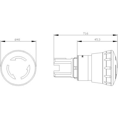 Technische Zeichnung eines Pleuels mit Maßen: Durchmesser 40 mm, Länge 71,6 mm und 45,3 mm. Seiten- und Draufsicht.