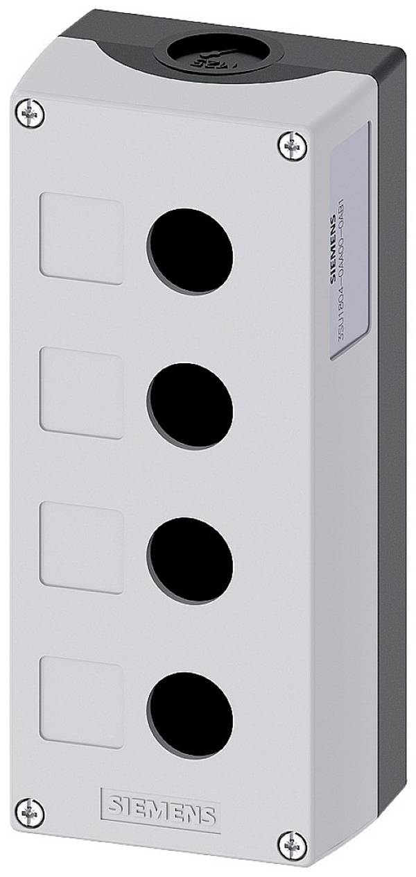 Siemens 3SU1804-0AA00-0AB1 3SU18040AA000AB1 Leergehäuse 4 Einbaustellen (Ø x H) 22.5 mm x 64 mm unbeschriftet Grau 1 St.