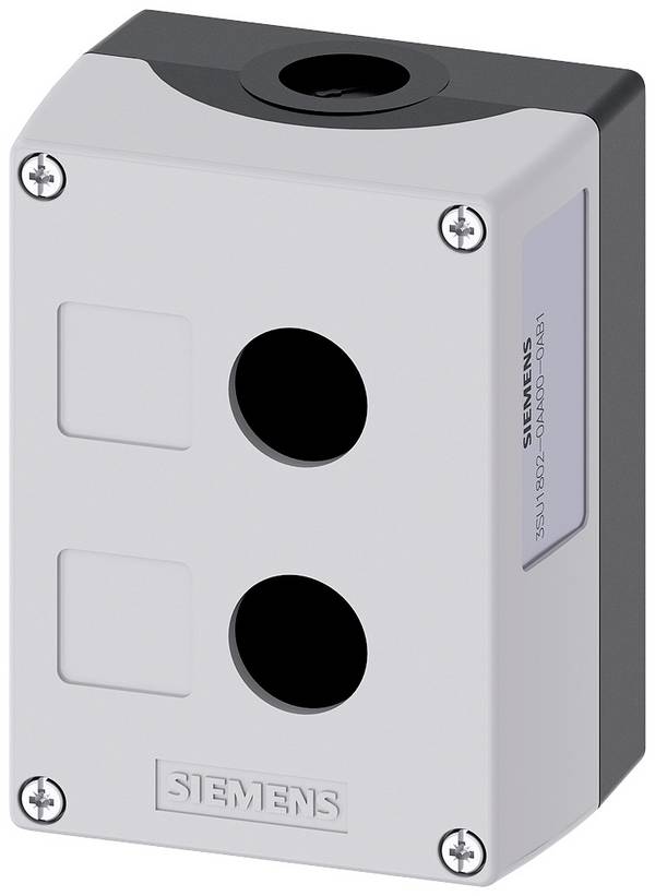 Siemens 3SU1802-0AA00-0AB1 3SU18020AA000AB1 Leergehäuse 2 Einbaustellen (L x B x H) 114 x 85 x 64 mm unbeschriftet Grau 1 St.
