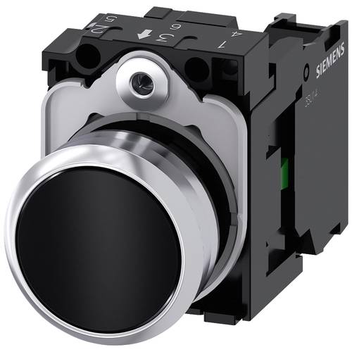 Thumbnail - Siemens 3SU11500AB101BA0 3SU1150-0AB10-1BA0 Drucktaster Frontring Metall, Hochglanz, Betätiger flach Schwarz 1 St.