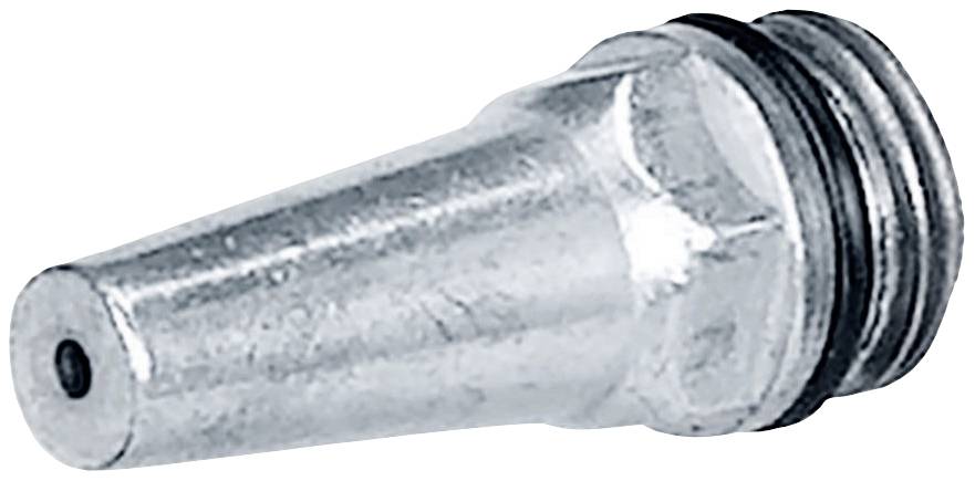 Metallische Düse mit zylindrischem Körper und runder Öffnung an der Spitze, verwendet für gezielte Flüssigkeits- oder Gasabgabe.