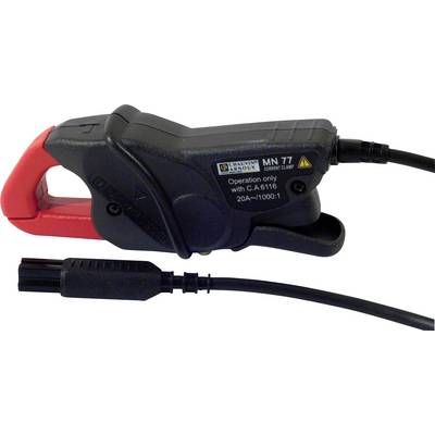 Stromzange MN 77 mit rotem Griff und Kabel. Etikett zeigt 'Operation only with C.A 6116 20A^~1000:1'.