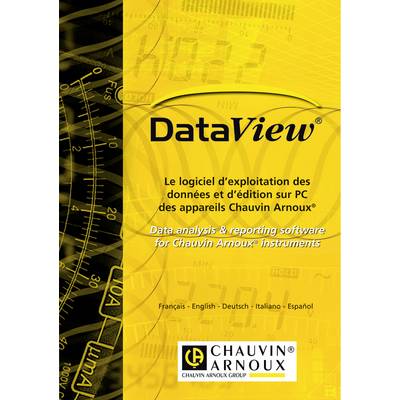'DataView' Software-Werbung; analysiert und berichtet Daten von Chauvin Arnoux Instrumenten. Unterstützung in fünf Sprachen.