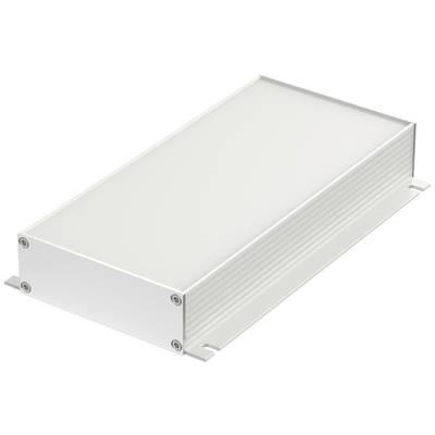 Weißes, rechteckiges Gehäuse mit Schraubbefestigungen, möglicherweise für elektronische Bauteile oder Geräte geeignet.