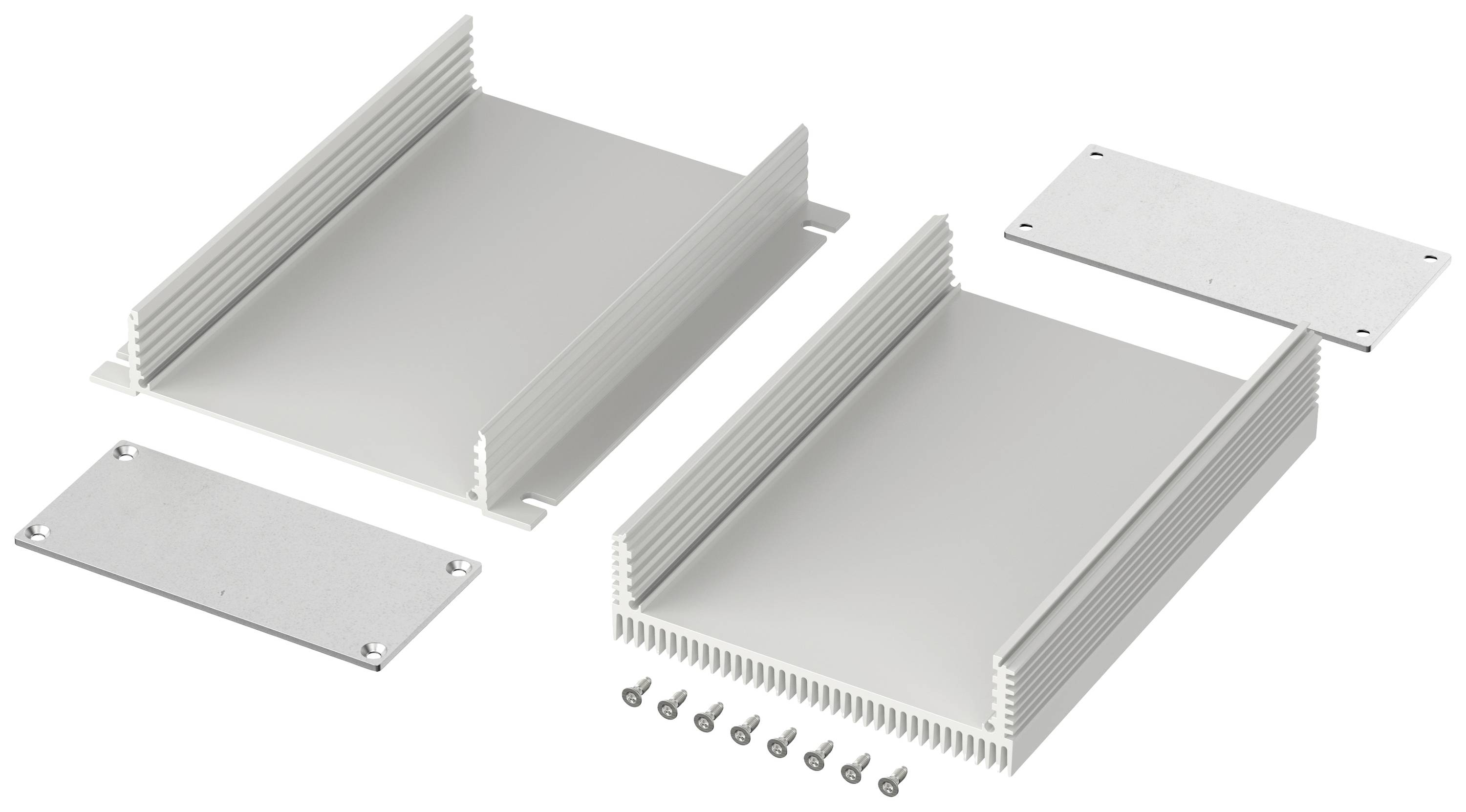 'Aluminiumgehäuse Bausatz mit Kühlrippen und Schrauben'