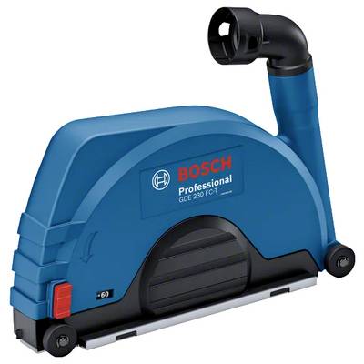 Bosch Professional GDE 230 FC-T' Staubabsauganlage für Winkelschleifen mit blauem Gehäuse, schwarzem Schlauch und rotem Stellknopf.