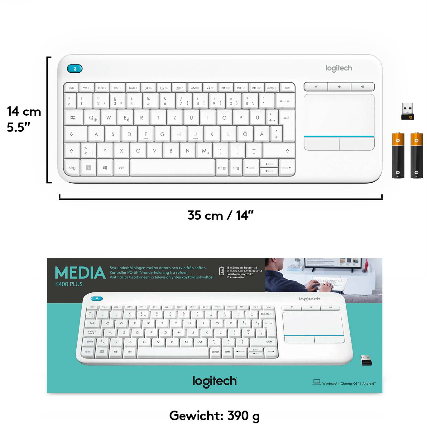 Logitech Wireless Touch Keyboard K400 Plus-7