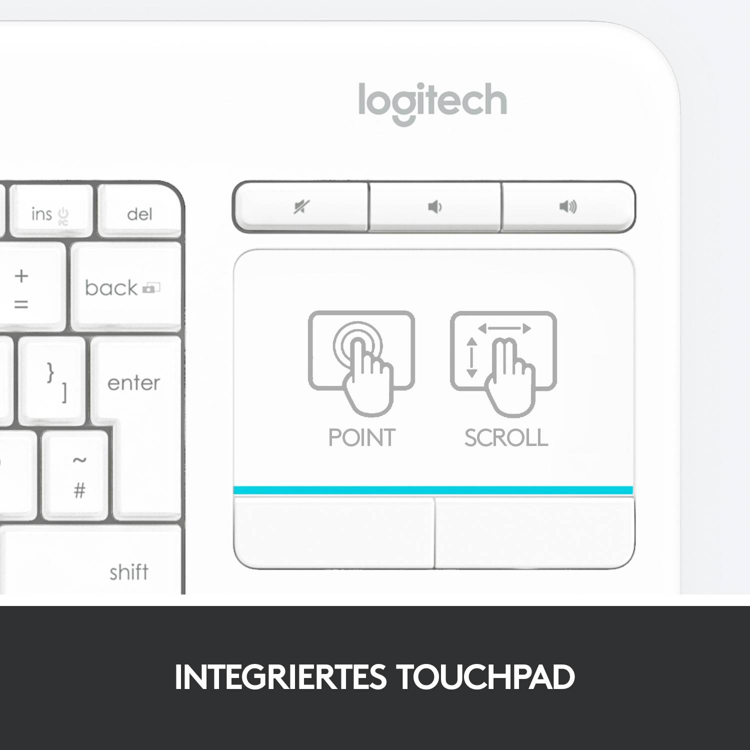 Logitech Wireless Touch Keyboard K400 Plus-9