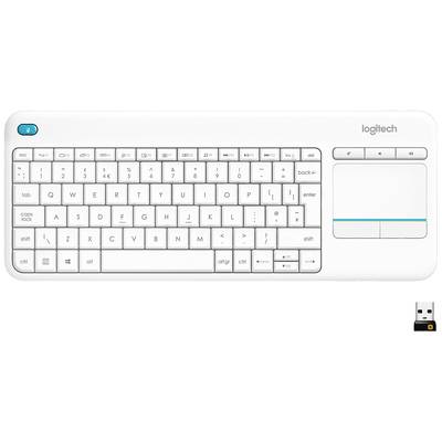 Logitech Wireless K400 Plus Funk Tastatur Deutsch, QWERTZ, Windows® Weiß Integriertes Touchpad, Maustasten 