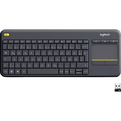 Logitech Wireless K400 Plus Funk Tastatur Deutsch, QWERTZ, Windows® Schwarz Integriertes Touchpad, Maustasten 