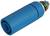 Ein blauer Adapter oder Stecker, zylinderförmig mit Metallfittings, möglicherweise Teil eines technischen Geräts oder Werkzeugs.