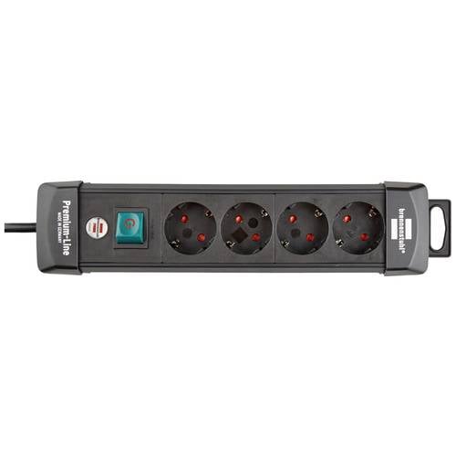 Brennenstuhl 1951140100 Steckdosenleiste mit Schalter 4fach Schwarz Schutzkontakt 1 St.