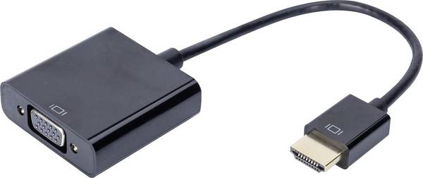 Digitus DA-70461 HDMI / VGA Adapter [1x HDMI-Stecker - 1x VGA-Buchse, Klinkenbuchse 3.5 mm] Schwarz  10.00 cm