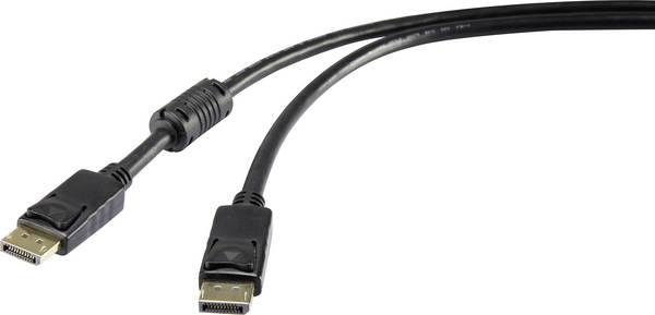 Renkforce DisplayPort Anschlusskabel DisplayPort Stecker, DisplayPort Stecker 3.00 m Schwarz UHD 4K @ 60 Hz vergoldete Steckkontakte, mit Ferritkern RF-4212204 DisplayPort-Kabel
