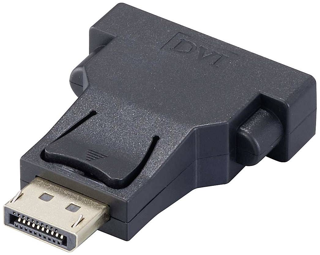 Ein schwarzer DVI-zu-HDMI-Adapter, der digitale Video- und Audiosignale zwischen DVI- und HDMI-Geräten überträgt.