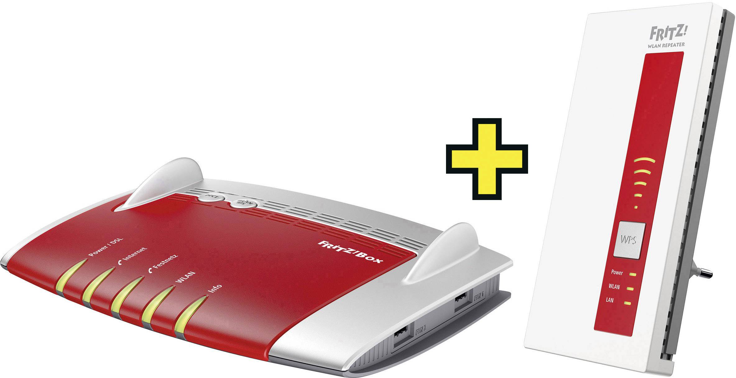AVM FRITZ!Box 7490 + AVM FRITZ!WLAN Repeater 1750E WLAN Router mit Modem Integriertes Modem