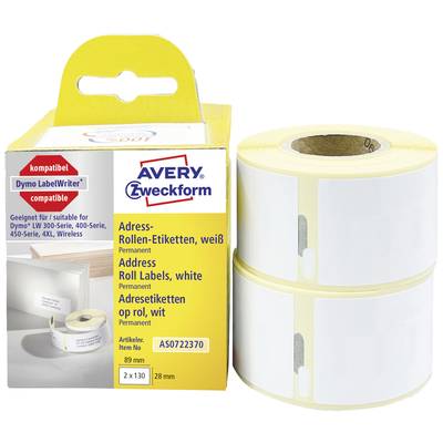 Avery-Zweckform Etiketten Rolle   82 x 28 mm Papier Weiß 260 St. Permanent haftend Adress-Etiketten AS0722370