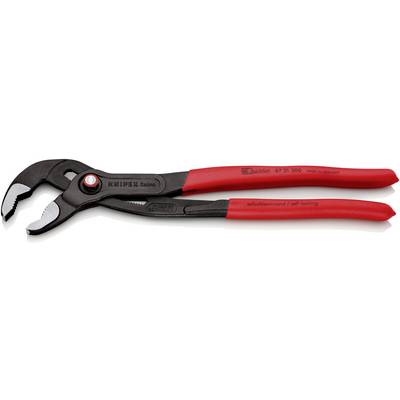 Beschreibung: Eine rote Wasserpumpenzange der Marke KNIPEX mit schwarzem Kopf und verstellbarem Griff.