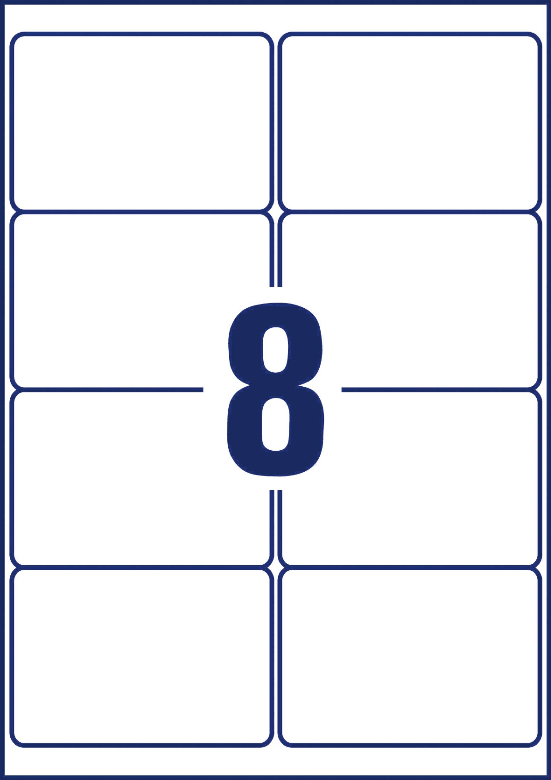 Eine Karte mit einer großen '8' in der Mitte, umgeben von einem blauen Rahmen und acht leeren, rechteckigen Feldern.