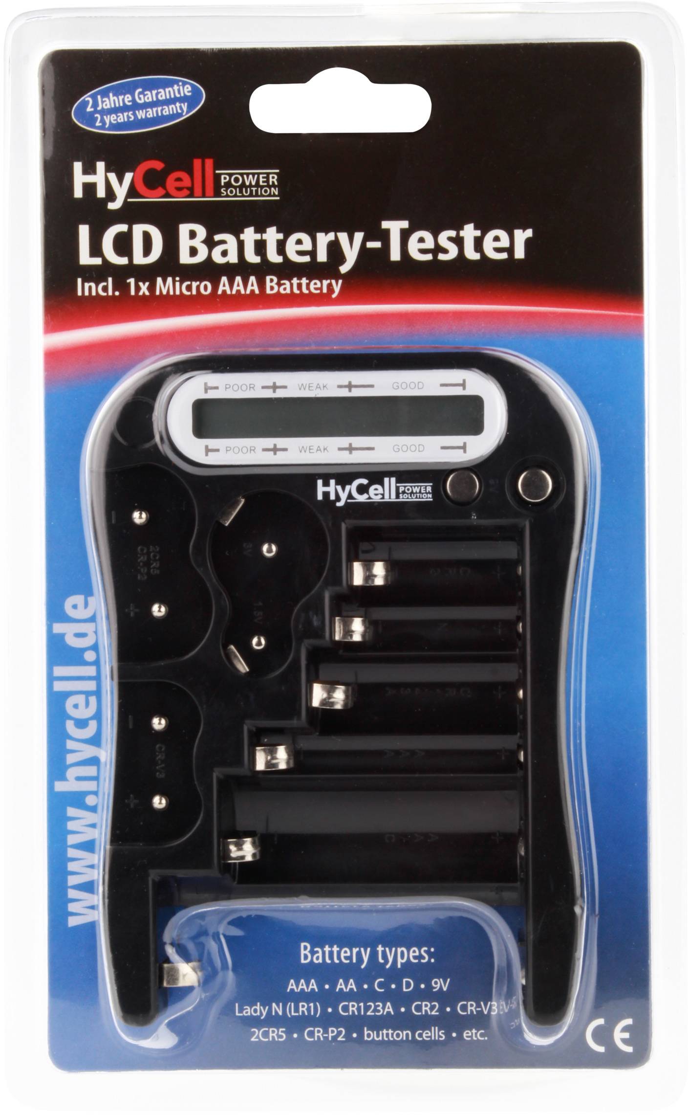 HyCell Batterietester Batterietester LCD Messbereich (Batterietester) 1,5 V, 3 V, 6 V, 9 V Batterie 1900-0037-7