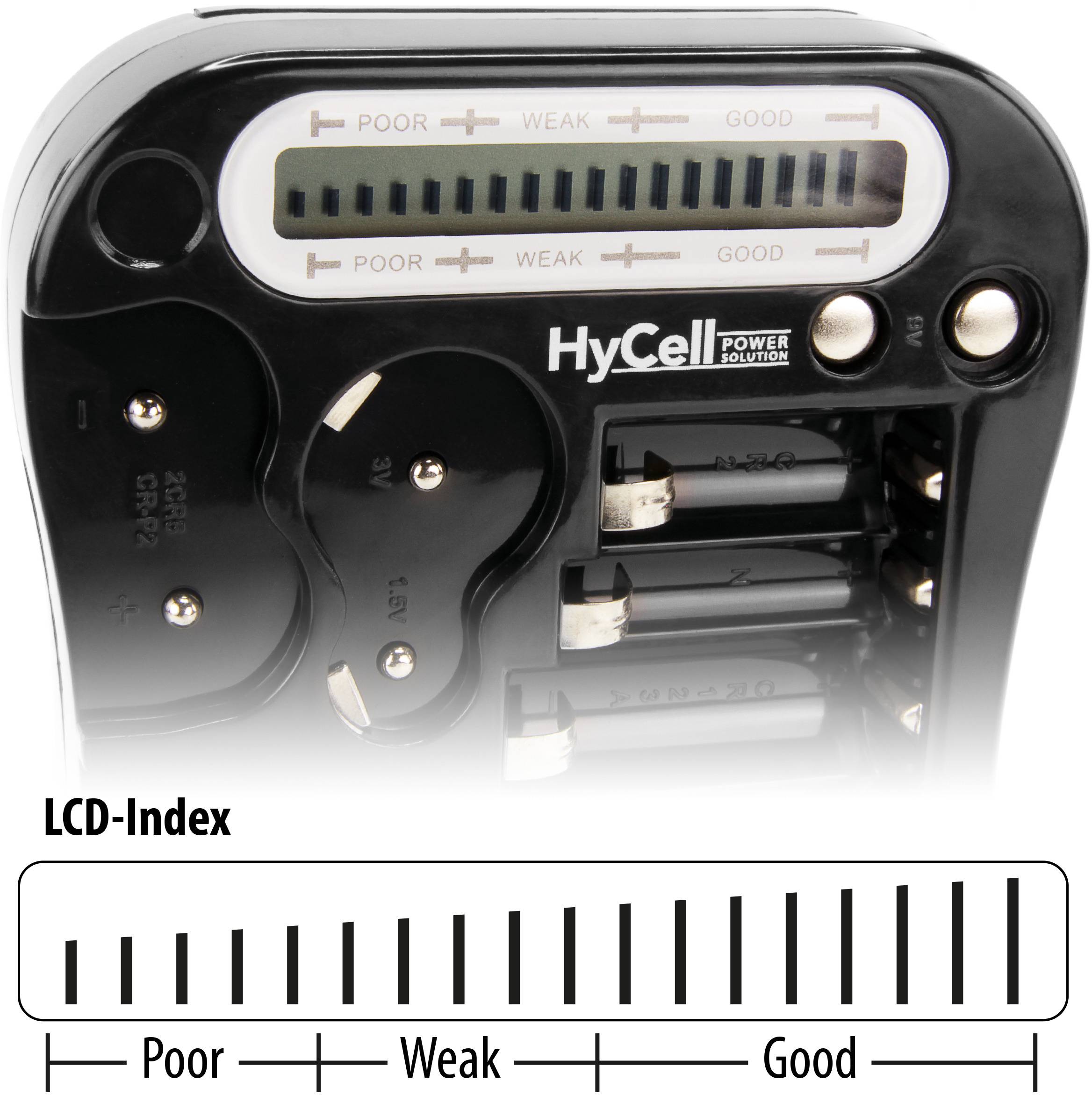 HyCell Batterietester Batterietester LCD Messbereich (Batterietester) 1,5 V, 3 V, 6 V, 9 V Batterie 1900-0037-8