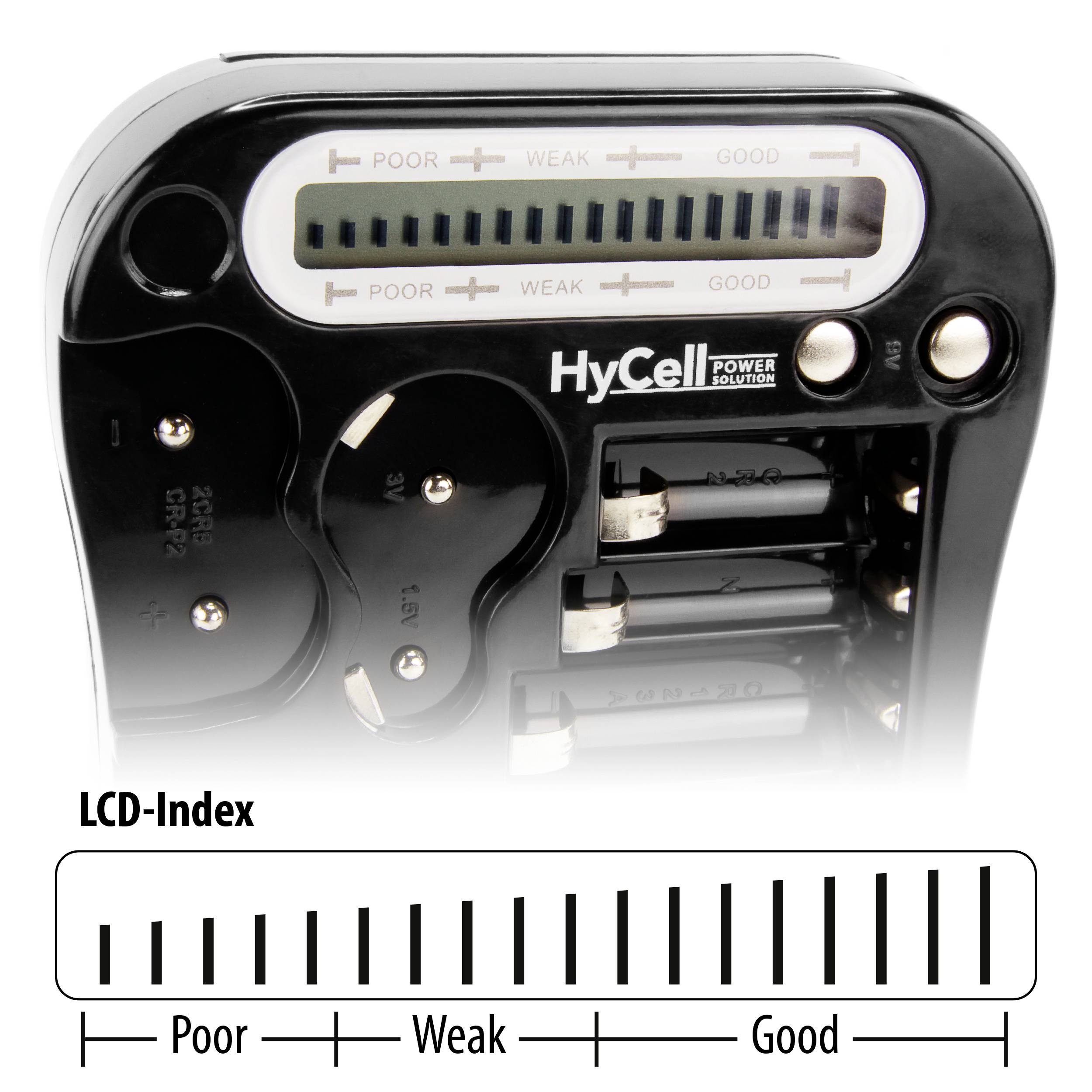 HyCell Batterietester Batterietester LCD Messbereich (Batterietester) 1,5 V, 3 V, 6 V, 9 V Batterie 1900-0037-10