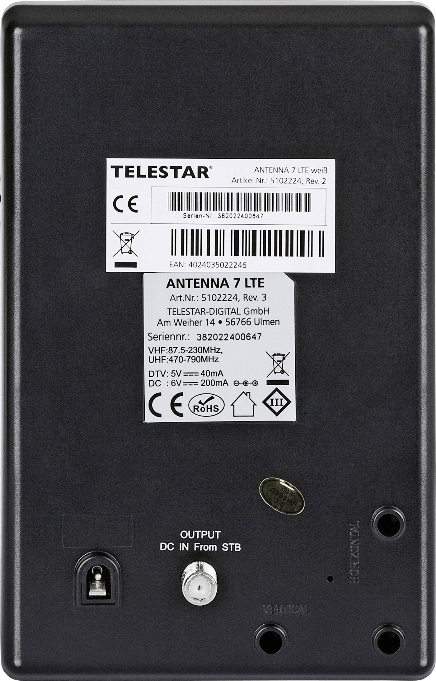 Telestar Antenna 7 LTE Aktive DVB-T/T2 Flachantenne Innenbereich Verstärkung: 35 dB Weiß-2