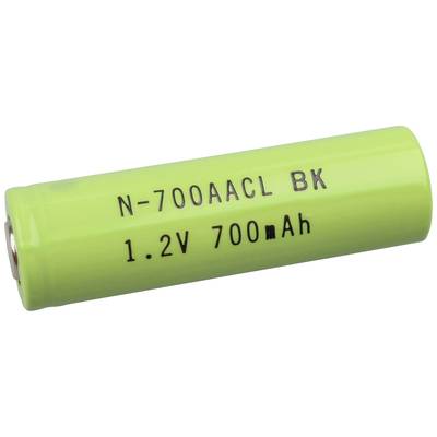 Grüne AA-Batterie, Beschriftung: 'N-700AACL BK 1.2V 700mAh'.