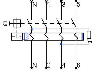 Schaltplan eines elektrischen Netzwerks mit sechs Anschlüssen, Widerständen und einem Transformator. Verbindungen zu den Knoten N, 1, 2, 3, 4, 5, 6.