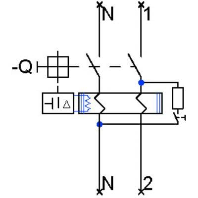 Hydraulikschaltplan: Zweiwegeventil mit Symbolen für Pumpe (-Q), Zylinder (H1), und Anschlüssen N1, N2. Pfeile zeigen Flussrichtung.