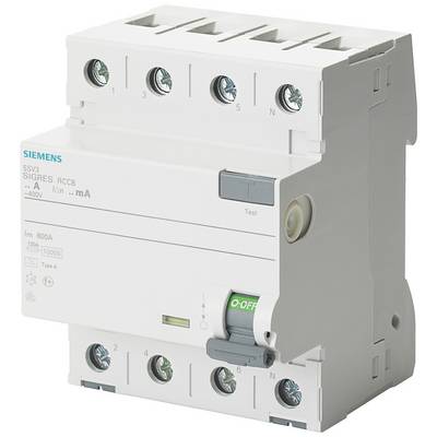 Ein Fehlerstromschutzschalter mit einem grünen Hebel in der 'Aus'-Position, genutzt zum Schutz von elektrischen Schaltkreisen.
