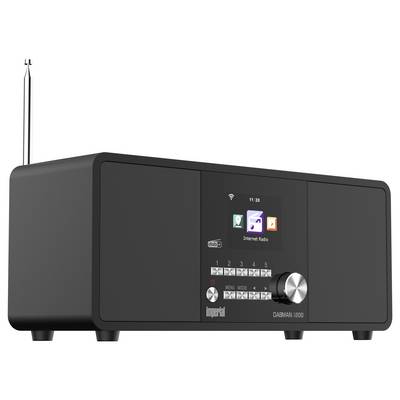 Ein schwarzes Digitalradio mit rechteckiger Form, Display in der Mitte zeigt 'Star FM Radio', Bedienknöpfe darunter, Lautsprecher an den Seiten.