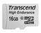 'Transcend High Endurance' microSD-Karte mit 16GB Speicher und Klasse 10 Geschwindigkeitsklasse, geeignet für intensive Nutzung.