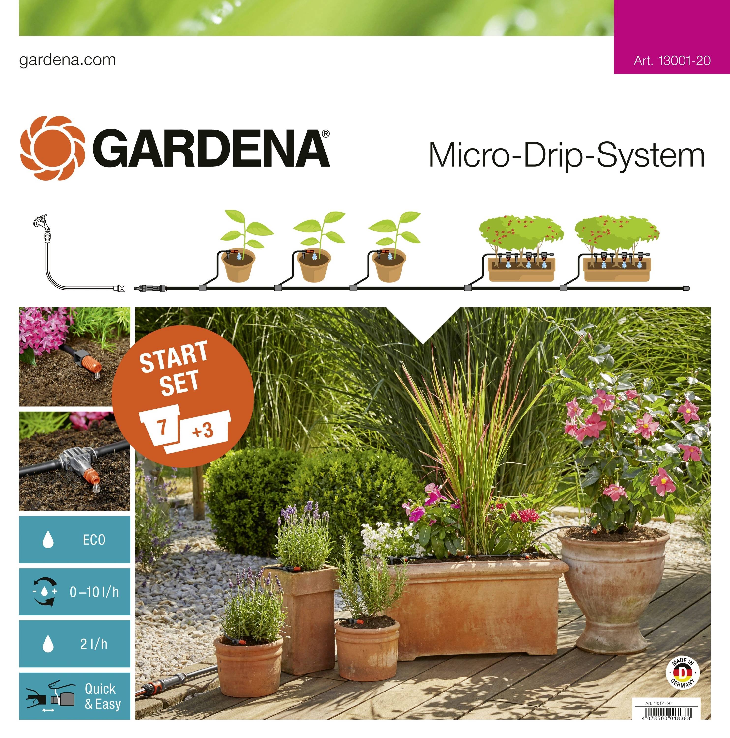 GARDENA Micro-Drip System 13001-20 Start-Set Pflanztöpfe M 13 mm (1/2") Ø Schlauchlänge: 25 m-14
