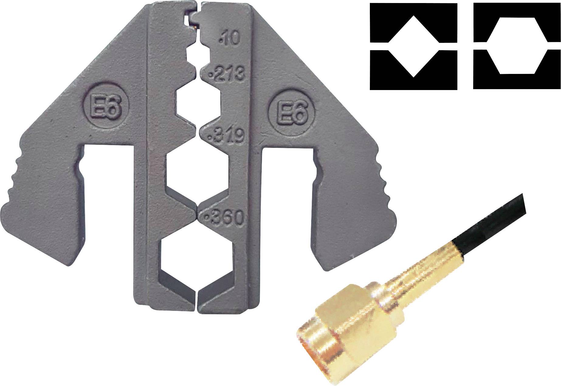 Kabel-Crimper-Tool mit verschiedenen Kerben zum Abschneiden und Isolieren von Drähten, daneben ein koaxialer Steckverbinder.