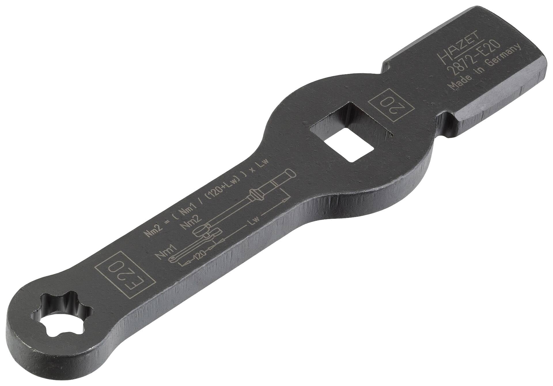 Hazet TORX Schlag-Schlüssel mit 2 Schlagflächen 2872-E20 - Vierkant hohl 20 mm