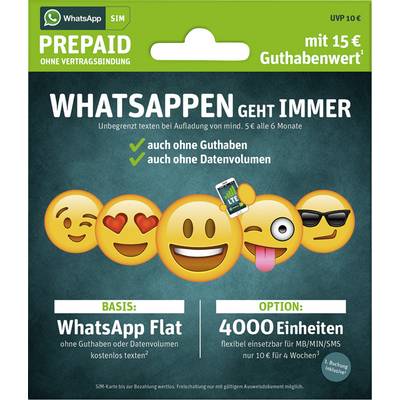  WhatsApp SIM Prepaid-Karte ohne Vertragsbindung