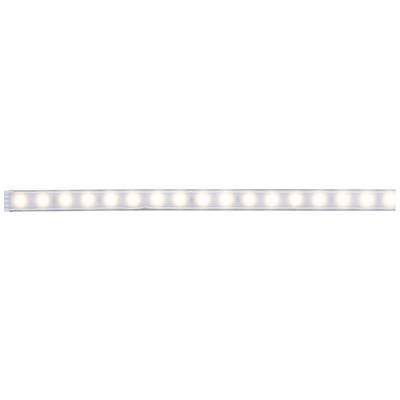 Ein langes, gebogenes LED-Lichtband mit gleichmäßigen Abständen zwischen den einzelnen leuchtenden Elementen.