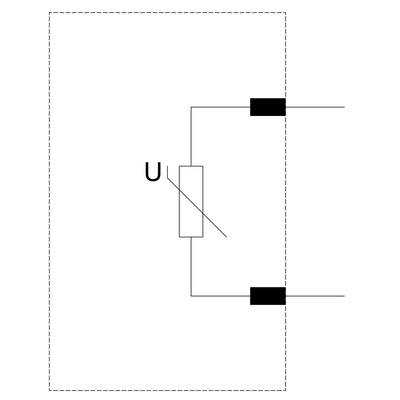 Schaltplan: Eine Batterie mit zwei parallelen Leitern, verbunden zu einem Widerstand, symbolisiert durch das Zeichen 'U'.