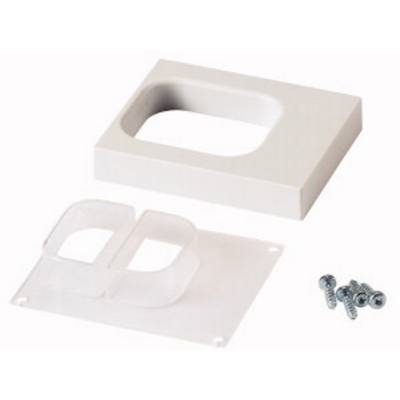 Kunststoff-Handgriffset mit ovaler Öffnung, zwei Platten und vier Schrauben zur Befestigung. Geeignet für Möbel oder Schubladen.