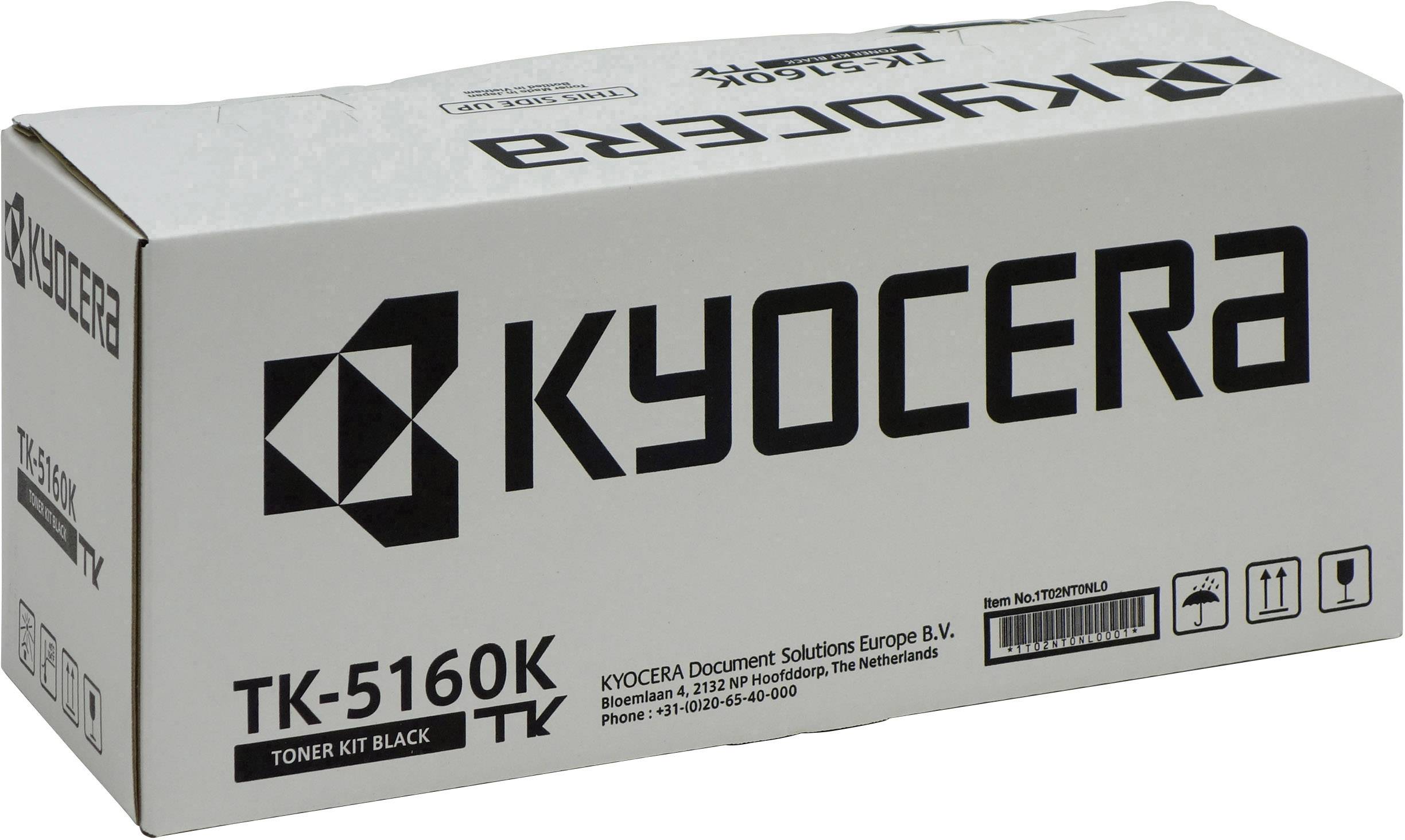 Kartonschachtel für Kyocera Toner-Kit TK-5160K in Schwarz. Enthält Markenlogo und Produktinformationen.