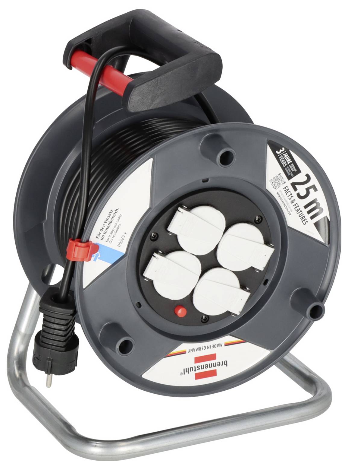 Brennenstuhl 1215056 Kabeltrommel 25.00 m Schwarz Schutzkontakt-Stecker-1