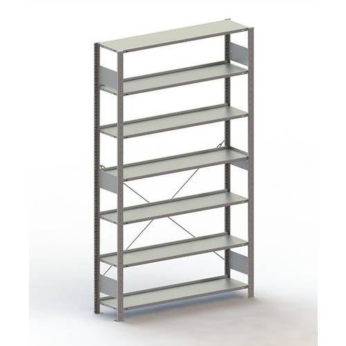 META Regalbau 178471 Aktenregal-Grundmodul (B x H x T) 1256 x 2200 x 336 mm Stahl verzinkt Verzinkt Metallboden