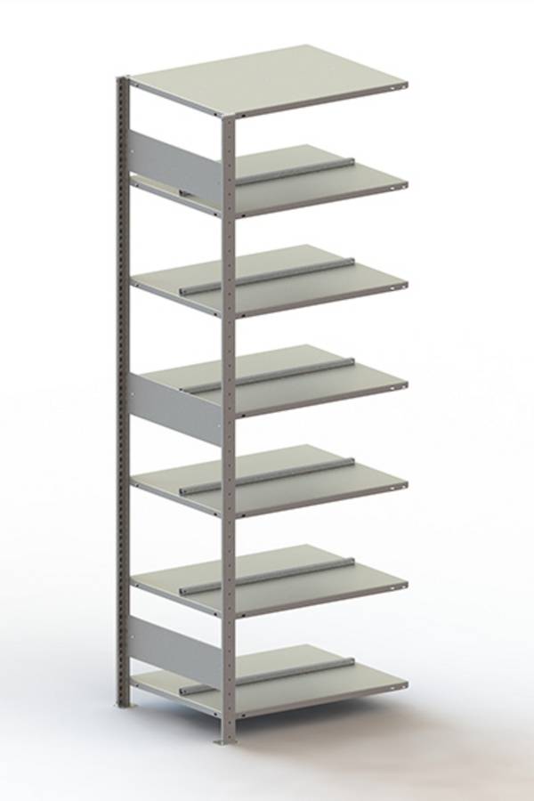 META Regalbau 76914 Aktenregal-Anbaumodul (B x H x T) 756 x 2200 x 635 mm Stahl pulverbeschichtet Lichtgrau Metallboden