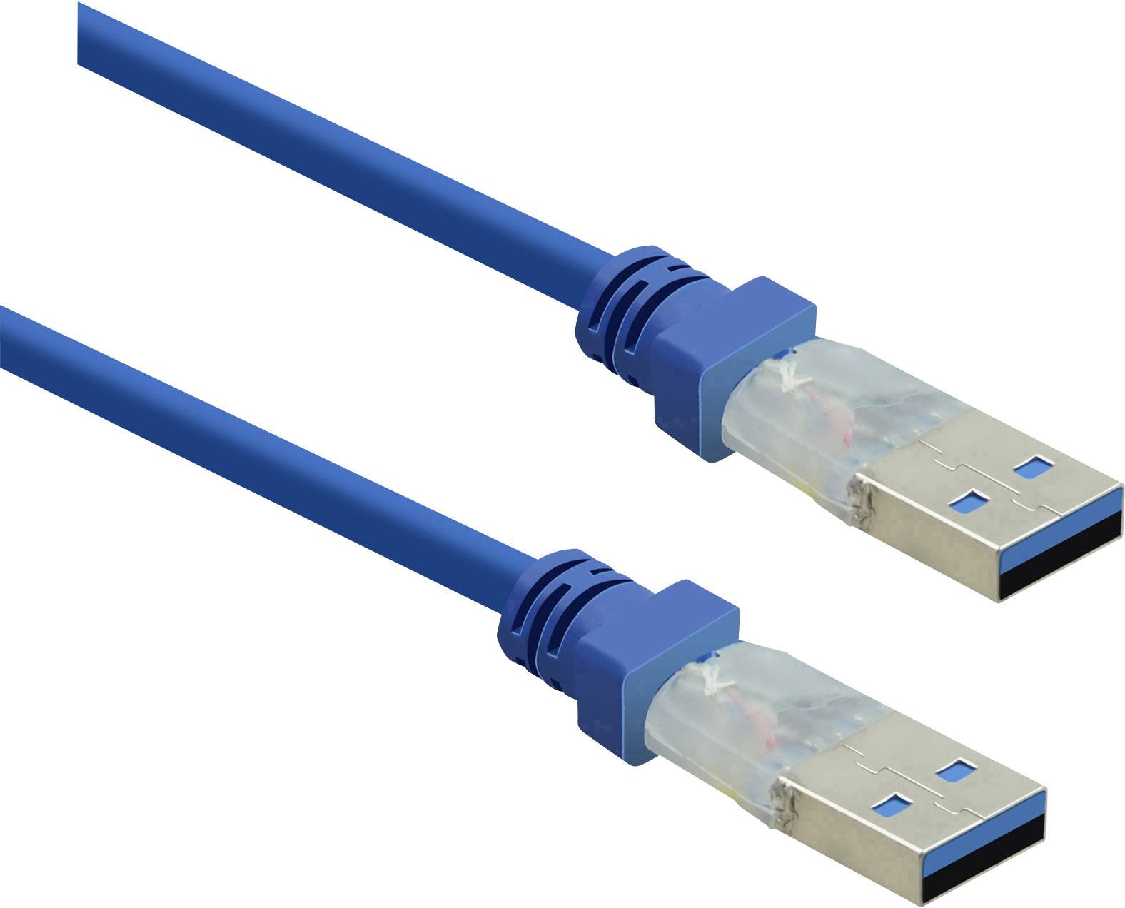 'Zwei blaue USB-3.0-Kabel mit Steckern an beiden Enden.'