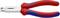 Rote und blaue Zange mit der Aufschrift 'KNIPEX' auf dem Griff, geeignet für professionelle Handwerksarbeiten.