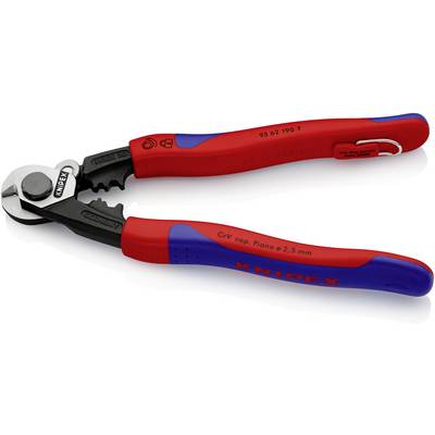Kleiner roter und blauer Kabelschneider mit ergonomischem Griff und scharfer Klinge, geeignet zum Schneiden von Draht bis 2,5 mm.