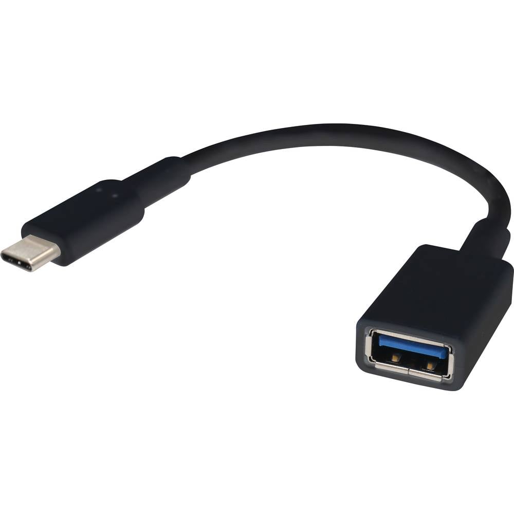 renkforce USB 3.0 Adapter [1x USB-C stekker 1x USB 3.0 bus A] 0.15 m Zwart Met OTG-functie, Vergulde
